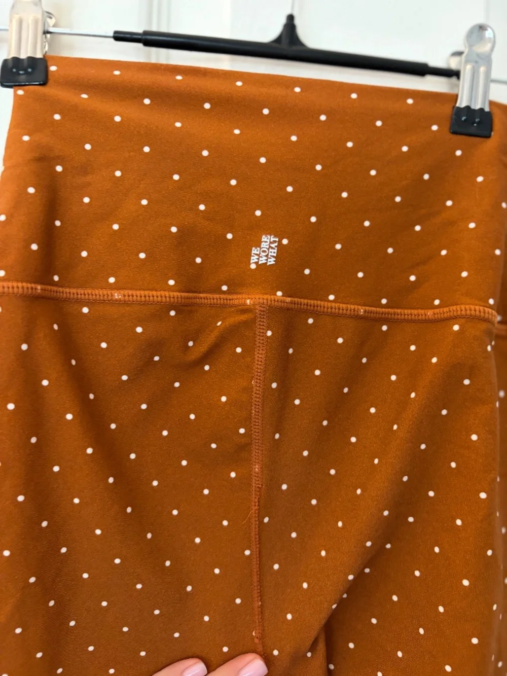 WeWoreWhat Brown Orange Polka Dot High Waisted Leggings Size S/P (Runs small XS) - Picture 2 of 5
